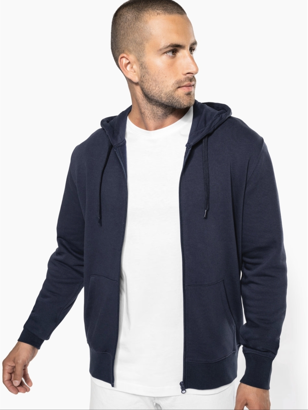 Men's Half-Zip Hooded Sweater - Navy